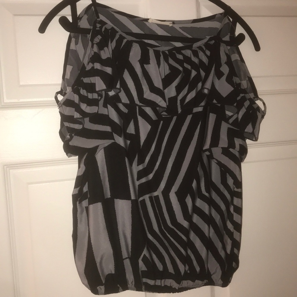 Grey & black blouse